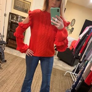 Red Cold Arm/Shoulder Sweater